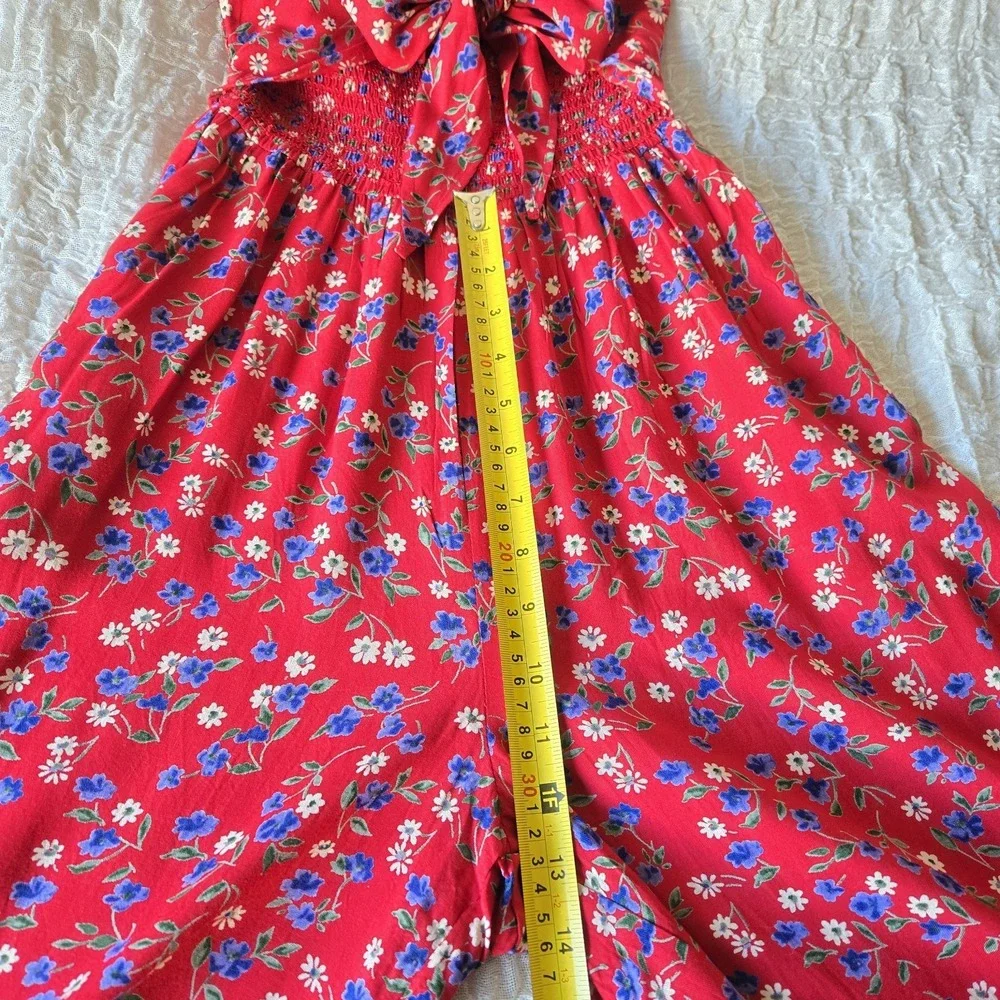 Patrons Of Peace Sz XS Floral Smocked Strapless Wide-Leg Jumpsuit Prairie Travel